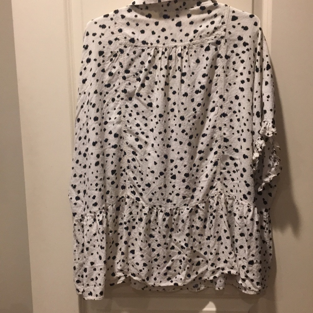 Terra & Sky womens 3/4 button down rayon top short sleeves ruffles plus size 1X - Picture 8 of 10